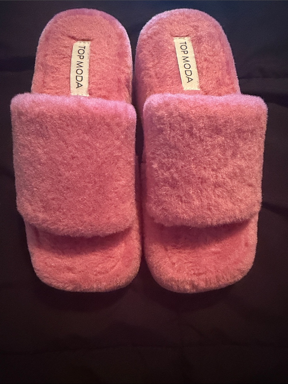 TOP Moda Plush Pink Slide Slippers